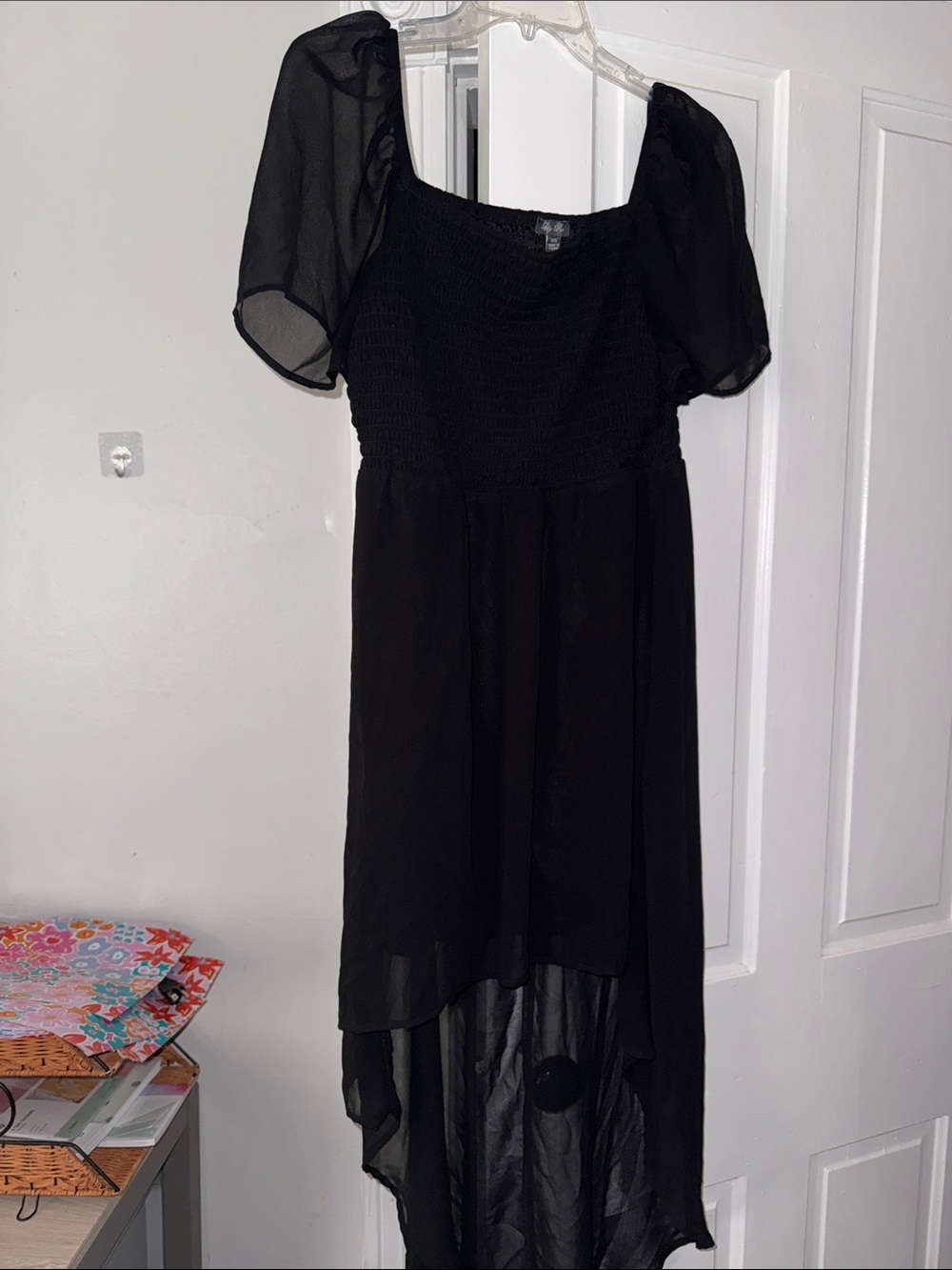 Lily Rose Black Puff-Sleeve High-Low Dress